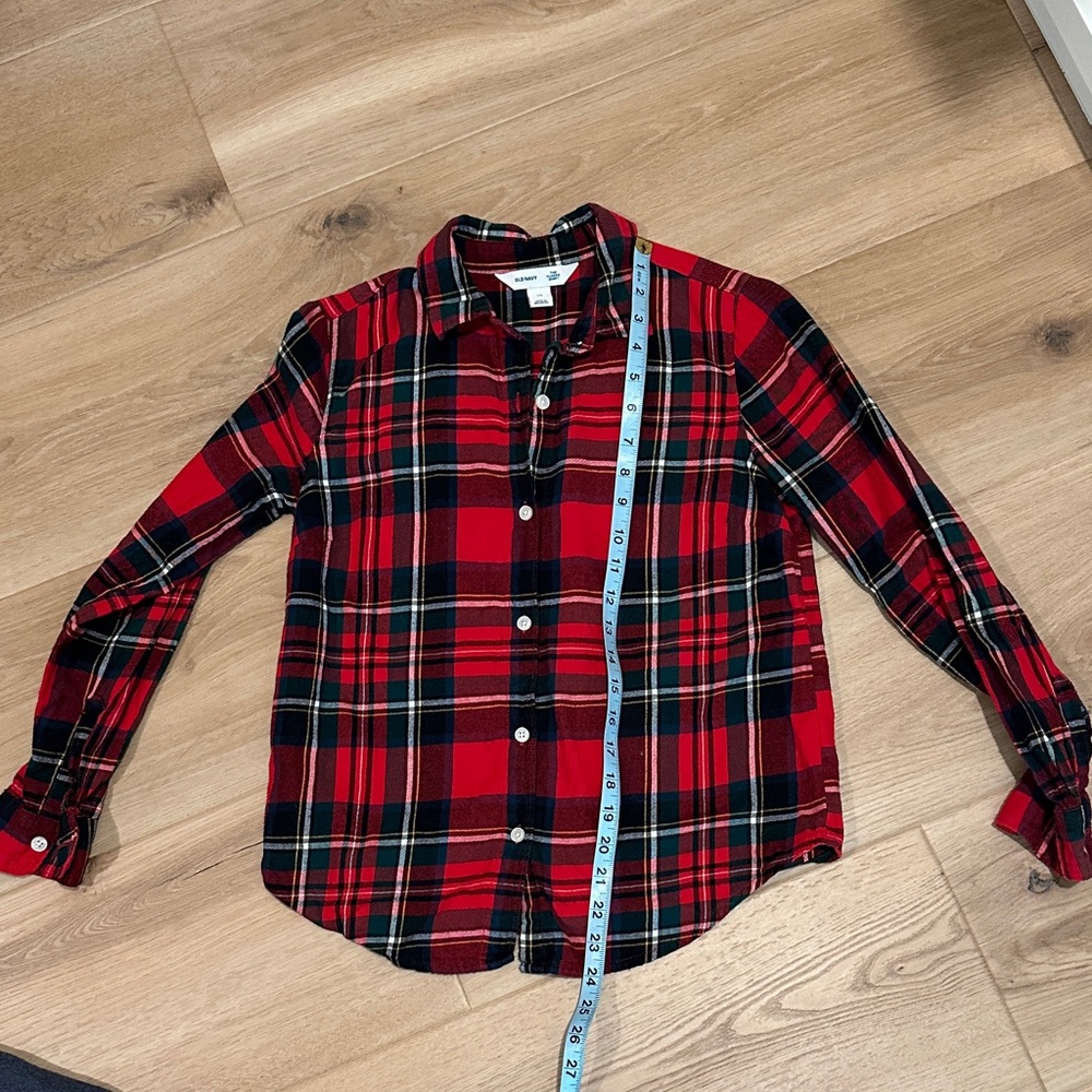 Old Navy Red and Black Plaid Button Down Shirt